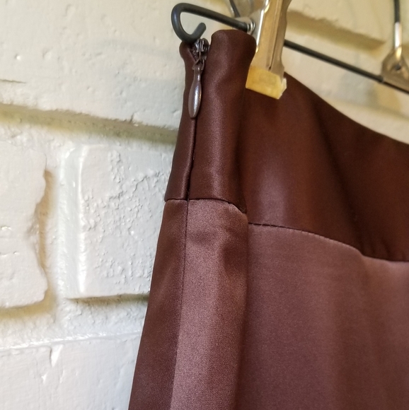 Chocolate Brown Shiny Skirt - Picture 3 of 6